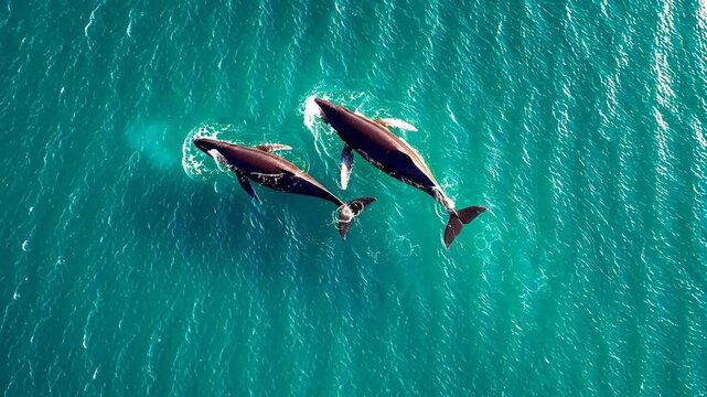 Two whales swimming in ocean
