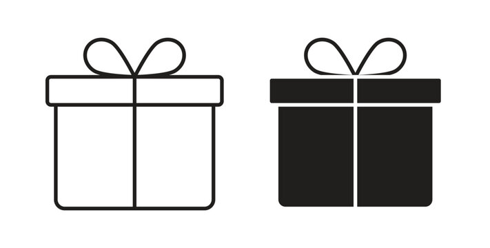 Gift box icon on white background. icon set