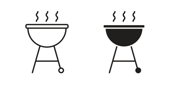 Grill icon on white background. icon set