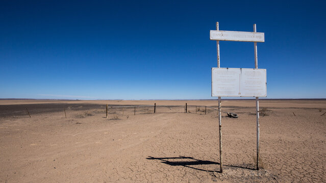 End point of track where land speed records were attempted at Verneukpan, South Africa