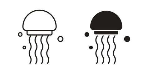 Jellyfish icon on white background. icon set © basit