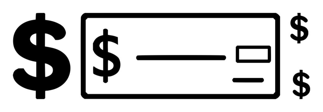 Payroll salary check icon set with solid black glyph on crisp white background featuring payroll, salary, check with simple line art and minimalist design