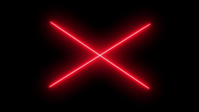 neon red cross icon animated on a black background.