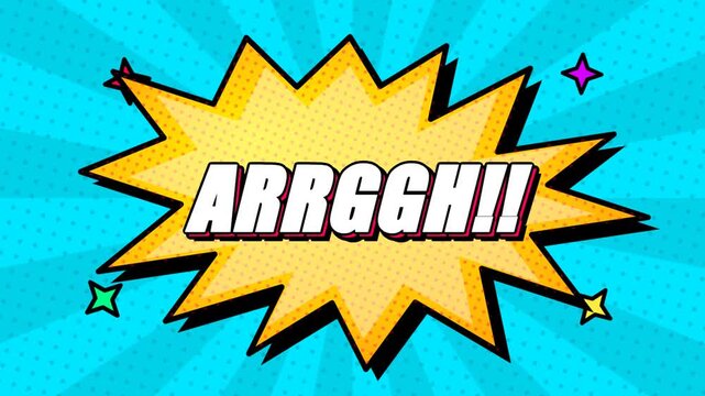 Comic book style explosion with the word ARRGGHII on a blue background.