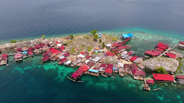 Pulau Papan Togean Indonesia Stunning Turquoise Lagoon Aerial View - Color Graded 