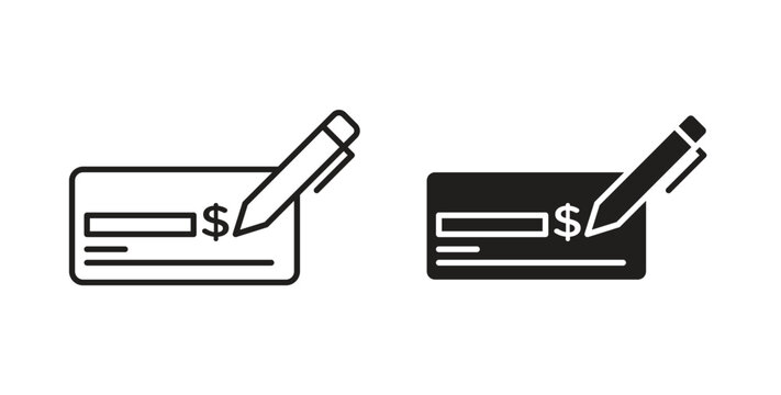 Money check icon on white background. icon set