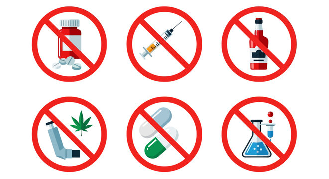 No Drugs Prohibition Signs vector icon