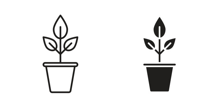 Plant Pot icon on white background. icon set