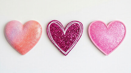 Fototapeta premium Colorful Glitter Hearts Set for Valentine's Day Celebration and Love Themes