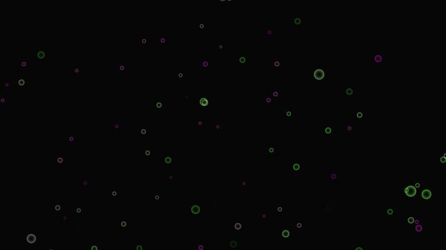 Light neon moving around the Bubbles symbol. Bubbles animation and motion graphics big and small babuls black background. 4k