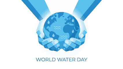 Fototapeta premium Hands Holding Globe Promoting Water Preservation in Vector
