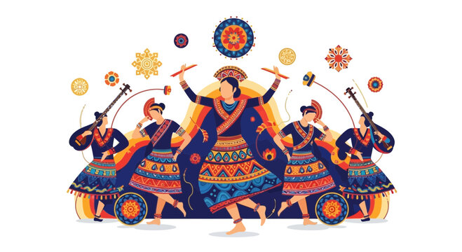 Vibrant Peruvian Celebration Traditional Dance and Music Ensemble Performing at a Festival