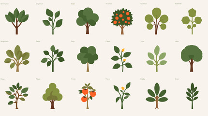 A minimalist illustration of a tree branch with green leaves against a neutral background. Perfect for representing growth, nature, or environmental c © jajang