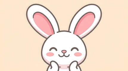 Obraz premium Cute Cartoon Bunny Illustration with Peaceful Expression for Kids and Spring Themes