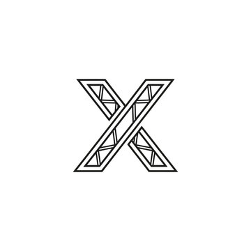 Technological letter x logo design with truss structure pattern for engineering identity.