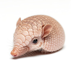 Fototapeta premium Cute baby armadillo with armored shell in adorable studio portrait