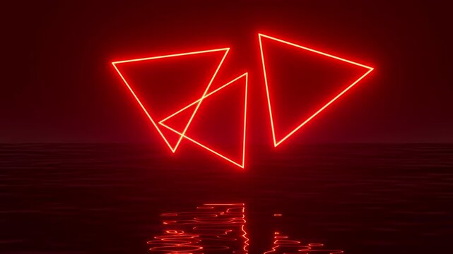Abstract triangular neon rays, 3d rendering.