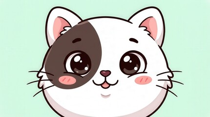 Fototapeta premium Cute Cartoon Cat Illustration with Expressive Facial Features in a Playful Style