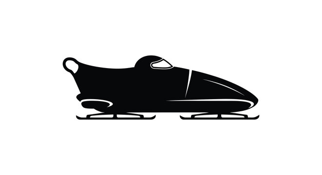 A sleek black silhouette of a bobsled gliding on ice showcasing its aerodynamic design silhouette high quality professional
