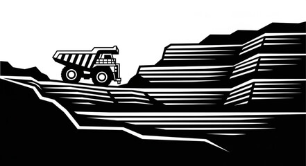 Heavy Mining Dump Truck Hauling Earth Materials. © Wayu