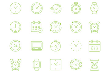Fototapeta premium Vector Time and Clock icons set.Clocks icon collection design. Horizontal set of analog clock icon symbol .Circle arrow icon.Vector illustratio