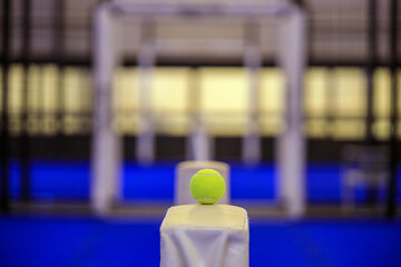 Background for padel event advertisement. Padel court. Open tour poster for social media promotion.