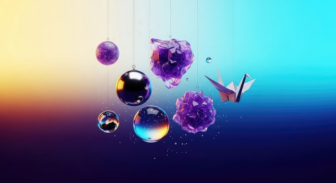 Abstract representation of a field where gravitational forces are completely nullified, showing an area of suspended objects and zero-G, ethereal, dimension, force