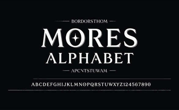 A black background with white text displaying a unique alphabet font and typography design