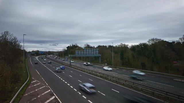 Time Lapse of M60 Motorway Traffic with Aircraft on Final Approach to Manchester Airport, Cheadle