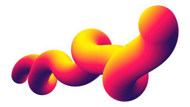 Abstract 3D Gradient Blob Shape Vibrant Neon Fluid Form Modern Colorful Liquid Design Isolated on Light Background