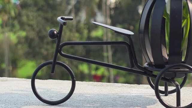 Decorative tricycle planter with greenery, outdoor garden accent garden decor outdoor accent