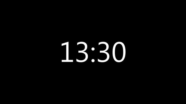 14 Minute Digital Countdown Timer with White Numbers on Black Background