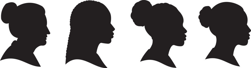 Diverse Human Side Profile Silhouette Bundle for Vector Clipart Use © Vector Hub