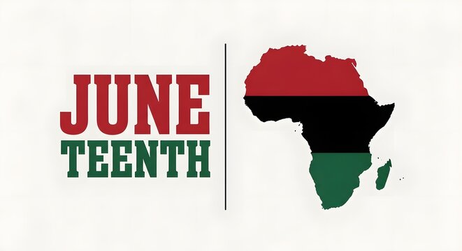 Juneteenth celebration with african map and flag colors