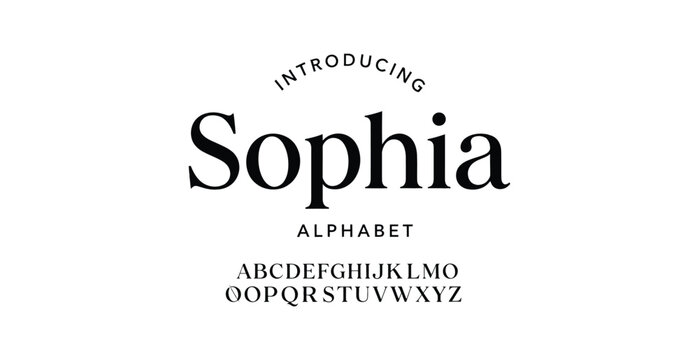 Introducing the Sophia alphabet font on a clean white background
