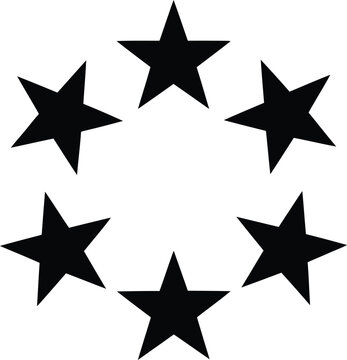 Hexagonal arrangement of six black stars