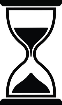 Black silhouette hourglass on white background
