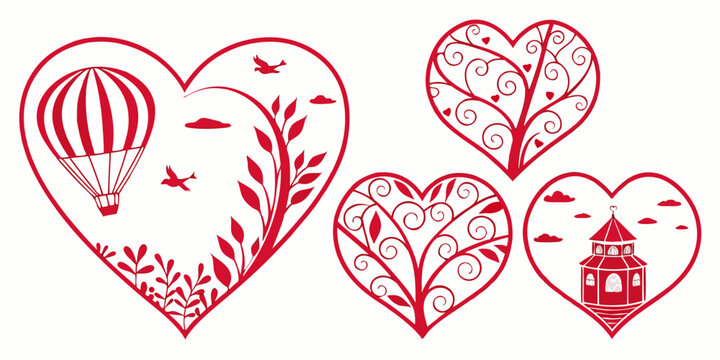 Red and white striped candy hearts with love messages