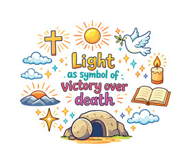 Naklejka premium Light as symbol of victory over death. Hand drawn illustration of Light as symbol of victory over death.