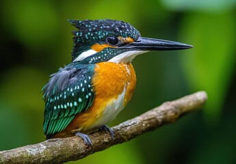 Naklejka premium Amazon Kingfisher Female Perched on Branch