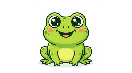 Fototapeta premium Cute Cartoon Frog Illustration for Kids, Nature Theme, Vibrant Colors