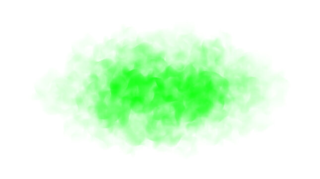 Bright green smoke explosion isolated on transparent background. Colorful powder splash and vapor special effect png