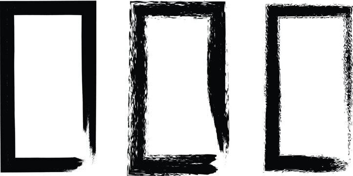 Three rectangular frames a minimalist black and white composition with rough edges and negative space