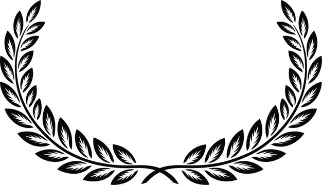 Vintage gold laurel wreath vector illustration featuring a decorative floral leaf pattern and ink quill feather drawing as a classic nature symbol element