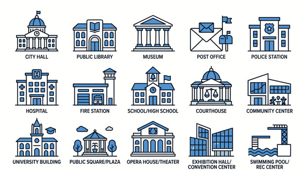various public buildings and places.