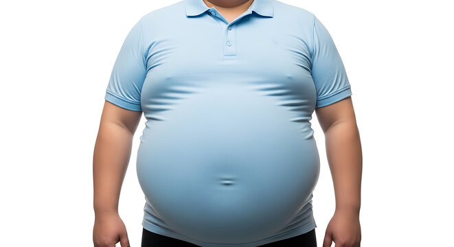 Midsection of a man wearing a light blue polo shirt on transparent background