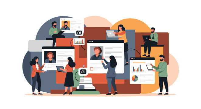 A minimalist illustration of a woman thoughtfully looking into a mirror, evoking themes of self-reflection and identity. Ideal for articles or marketi