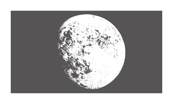 White textured moon surface against dark gray planet space celestial