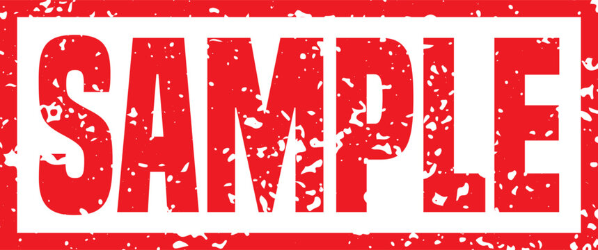 Sample red weathered rubber stamp vector element design with rough distressed ink texture isolated on blank background