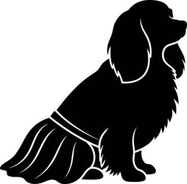 Cavalier King Charles Spaniel Silhouette Vector Isolated on White Background